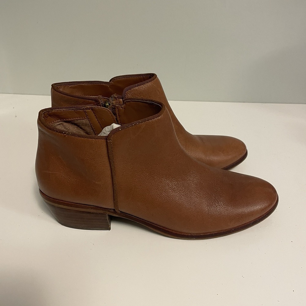 Sam Edelman Petty Womens Size 7.5‎ Brown Saddle Leather Zip Up Ankle Boots